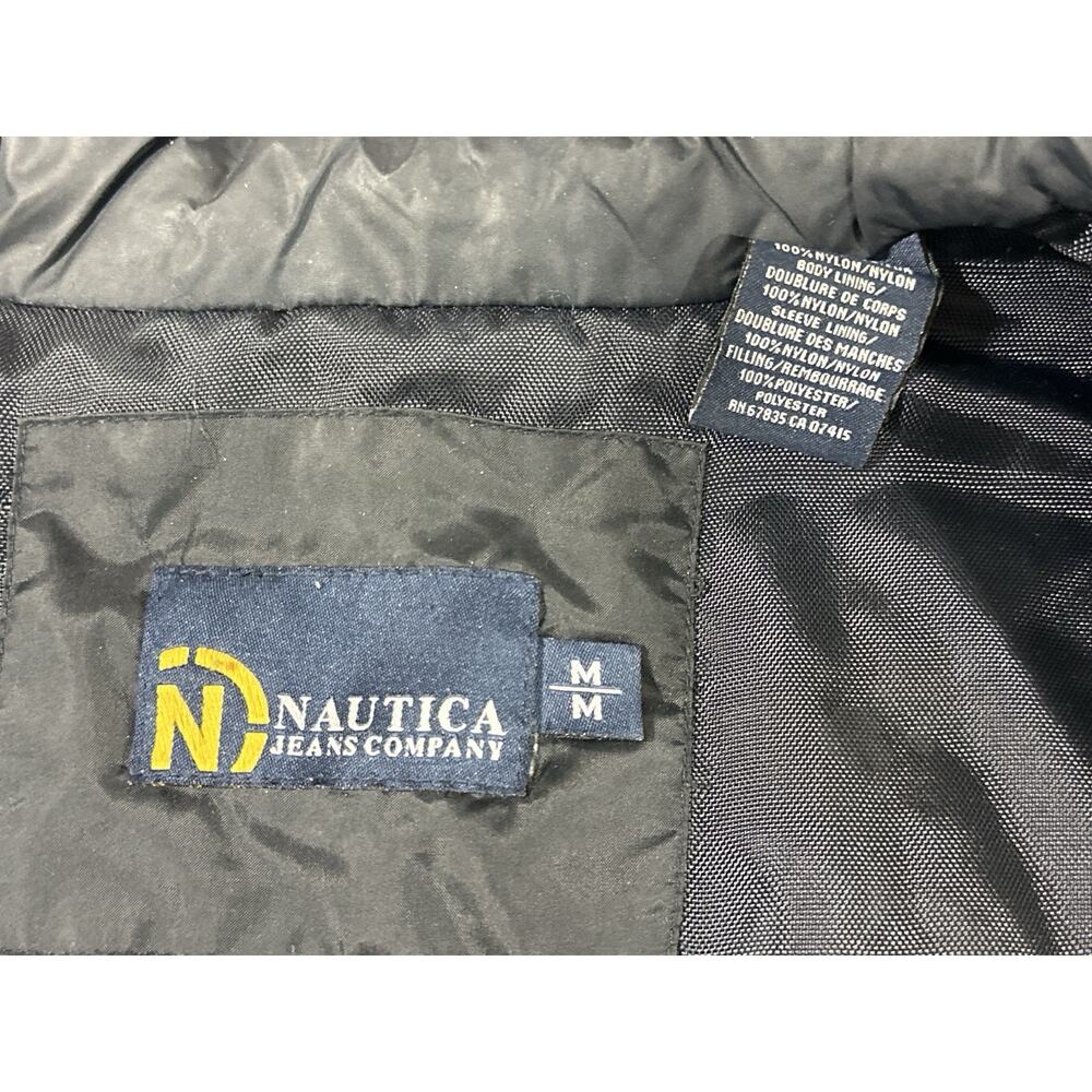 Nautica Jeans Company Men’s Jacket Medium Blue Nylon Quilted Lined Zip Up - Picture 9 of 11